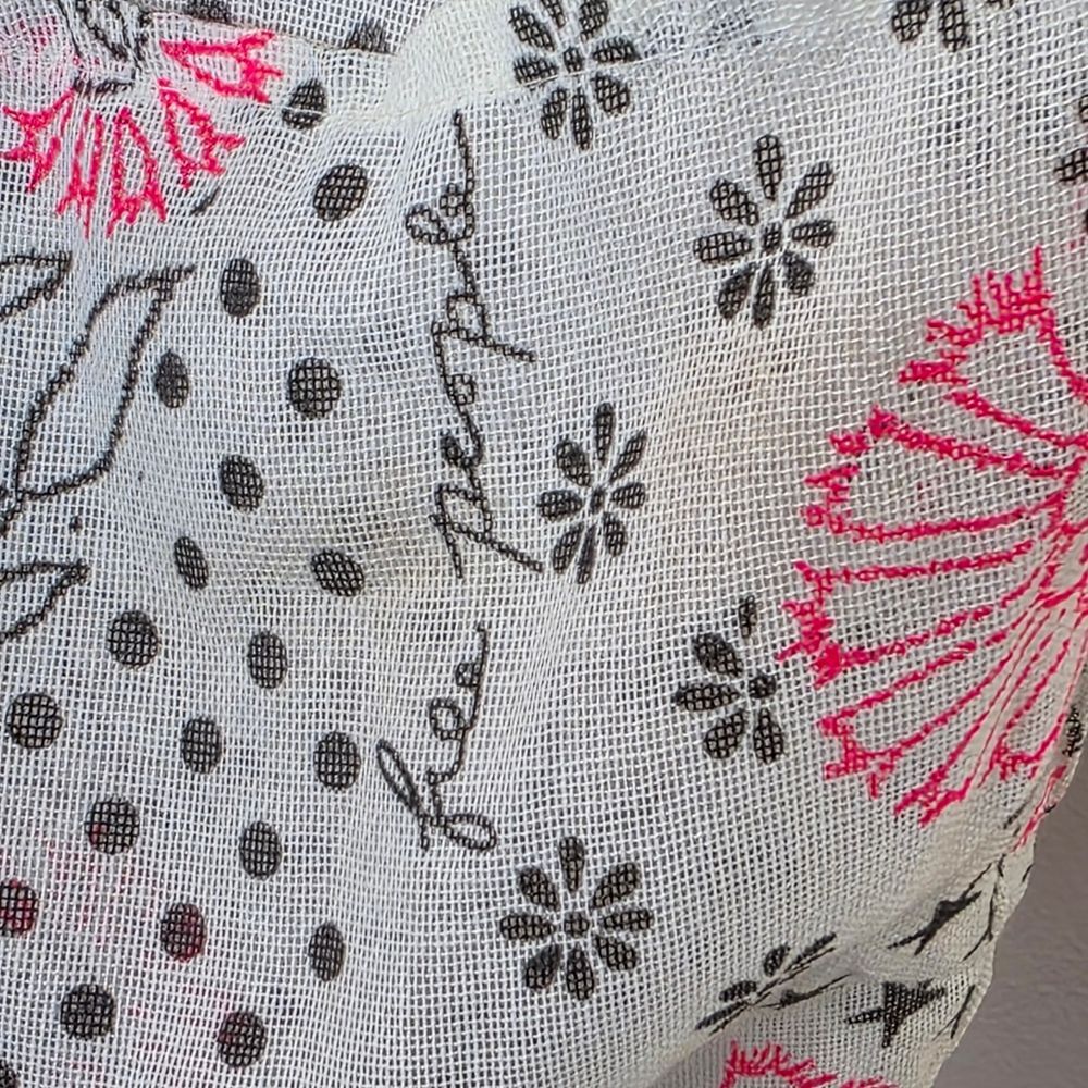 Free People Cream & Pink Cotton Sheer Reuseable Farmers Market Bag - Picture 4 of 6